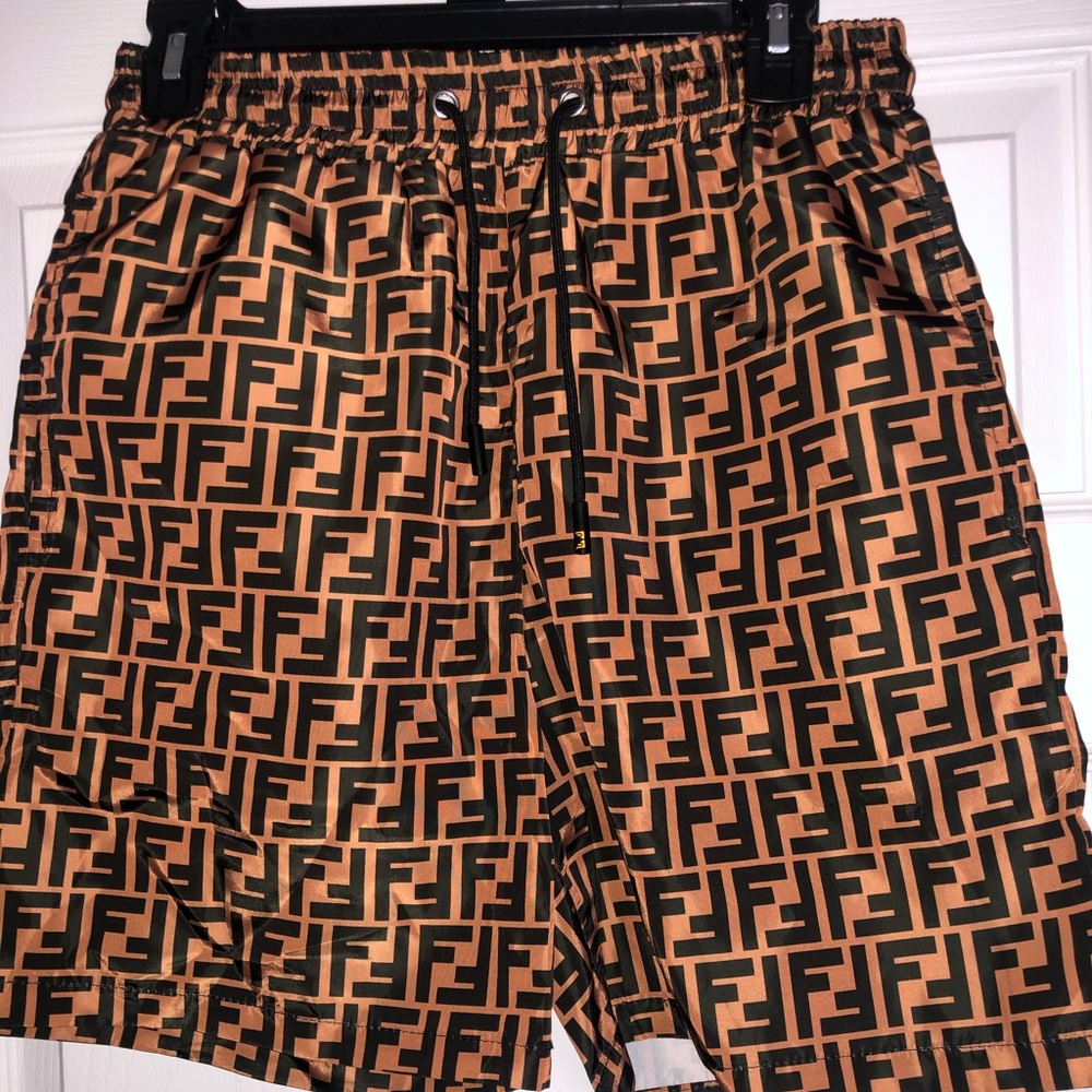 Fendi Monogram Pattern Swim Trunks